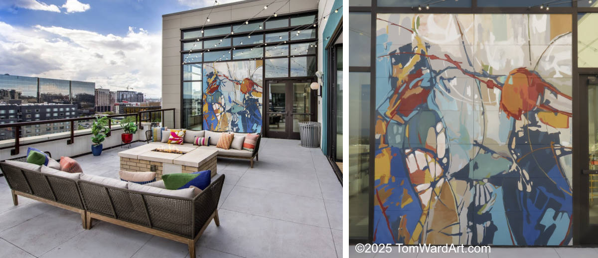 abstract apartment mural aspire apatment design Colorado abstract artist Nine dot Arts